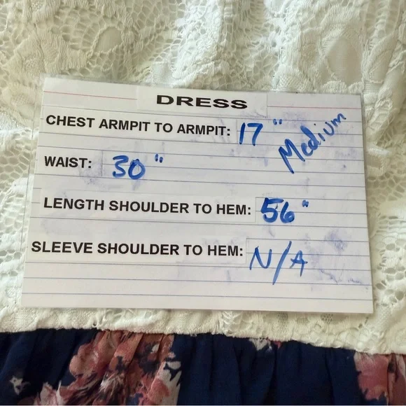 Floral Lace Dress Semi Sheer Skirt Built In Bra Size Medium Whimsy Boho Sundress - Picture 8 of 9